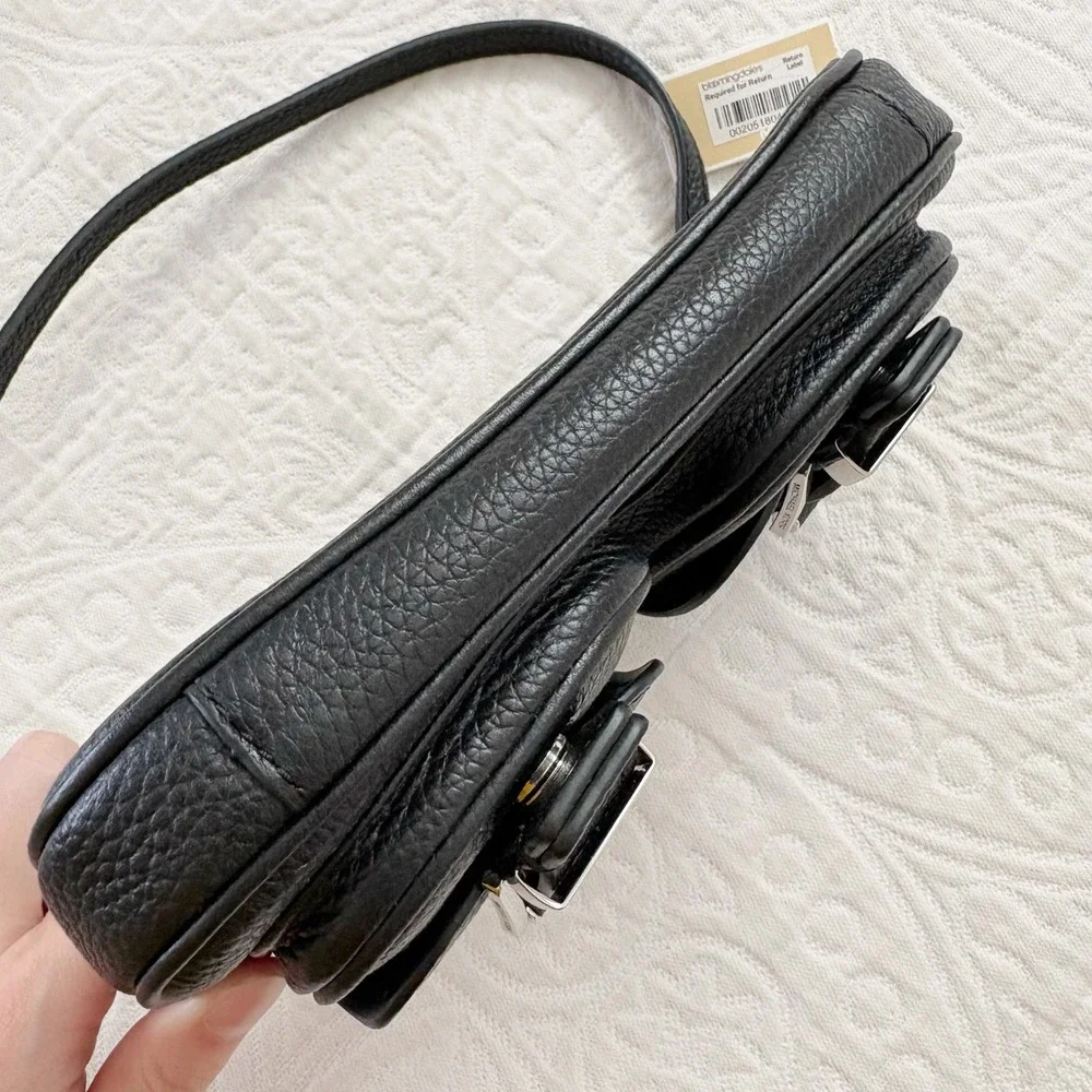 MICHAEL Michael Kors‎ Zoe Small Pebbled Leather Pouchette Bag, Black